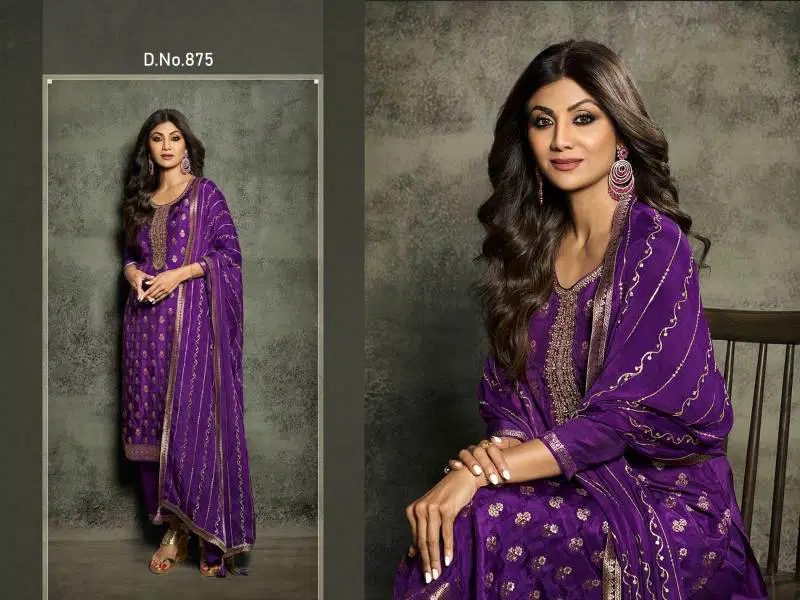 Shilpa Shetty 871 To 8765 Jacquard Viscose Embroidery Salwar Kameez